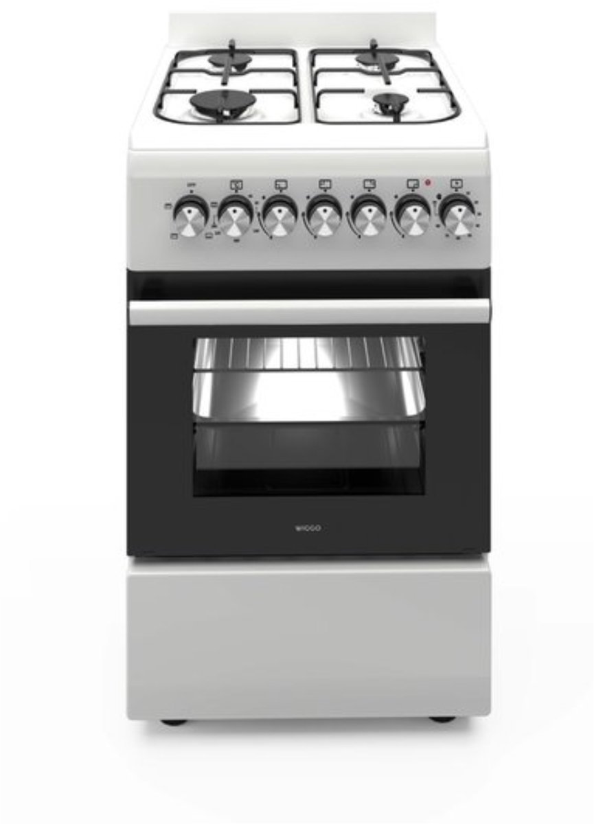 Wiggo WO-E503A(WW) Vrijstaande Gasfornuis - 50 cm - Wit