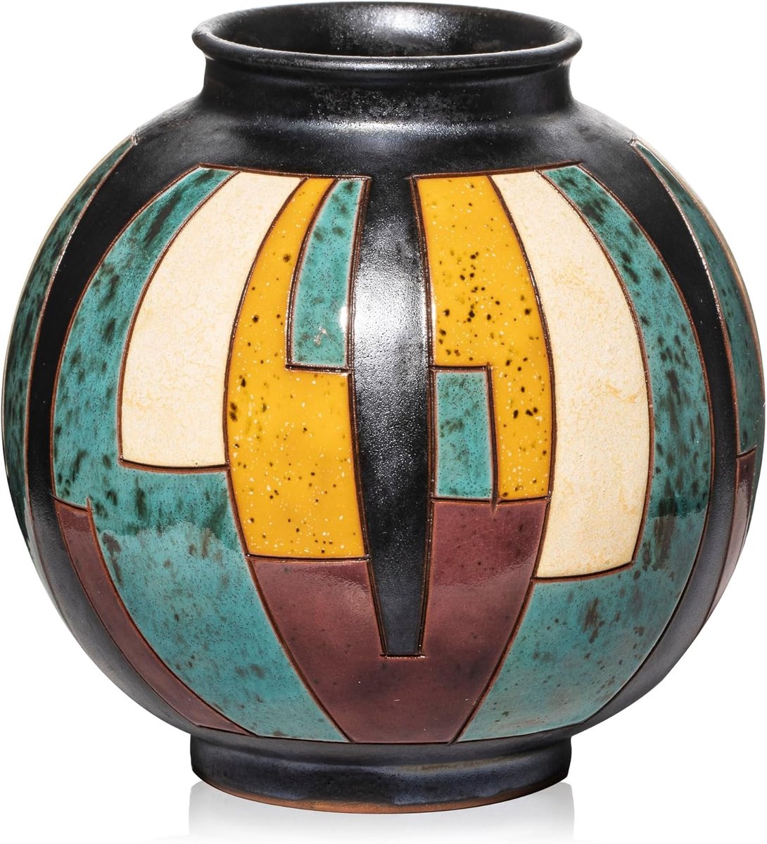 Keramische Vaas – Decoratieve Ambachtelijke Bloemenvaas van 16 cm, Handgeglazuurd Aardewerk, Moderne Designvaas voor Woondecoratie en Cadeau – Bal Vaas Model 2