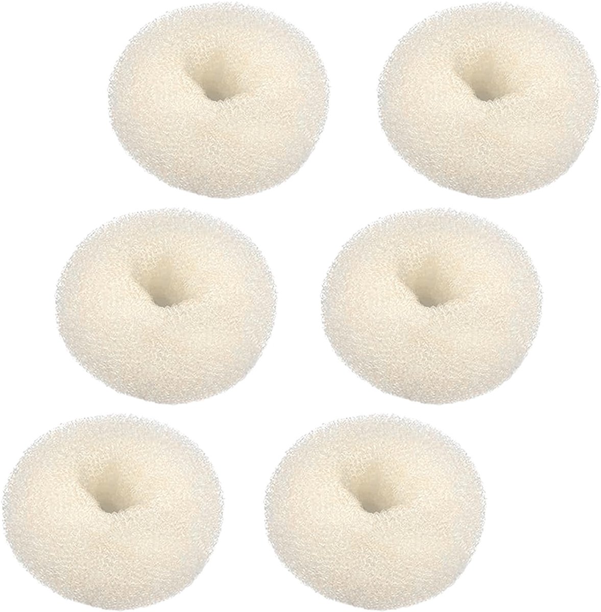 6-delige haar Bun Maker Set - 6 witte broodjes kussens, voor broodje/bloemenbroodje/topknoop, blond/beige/gouden haaraccessoires, ideaal voor vrouwen meisjes opsteekkapsels