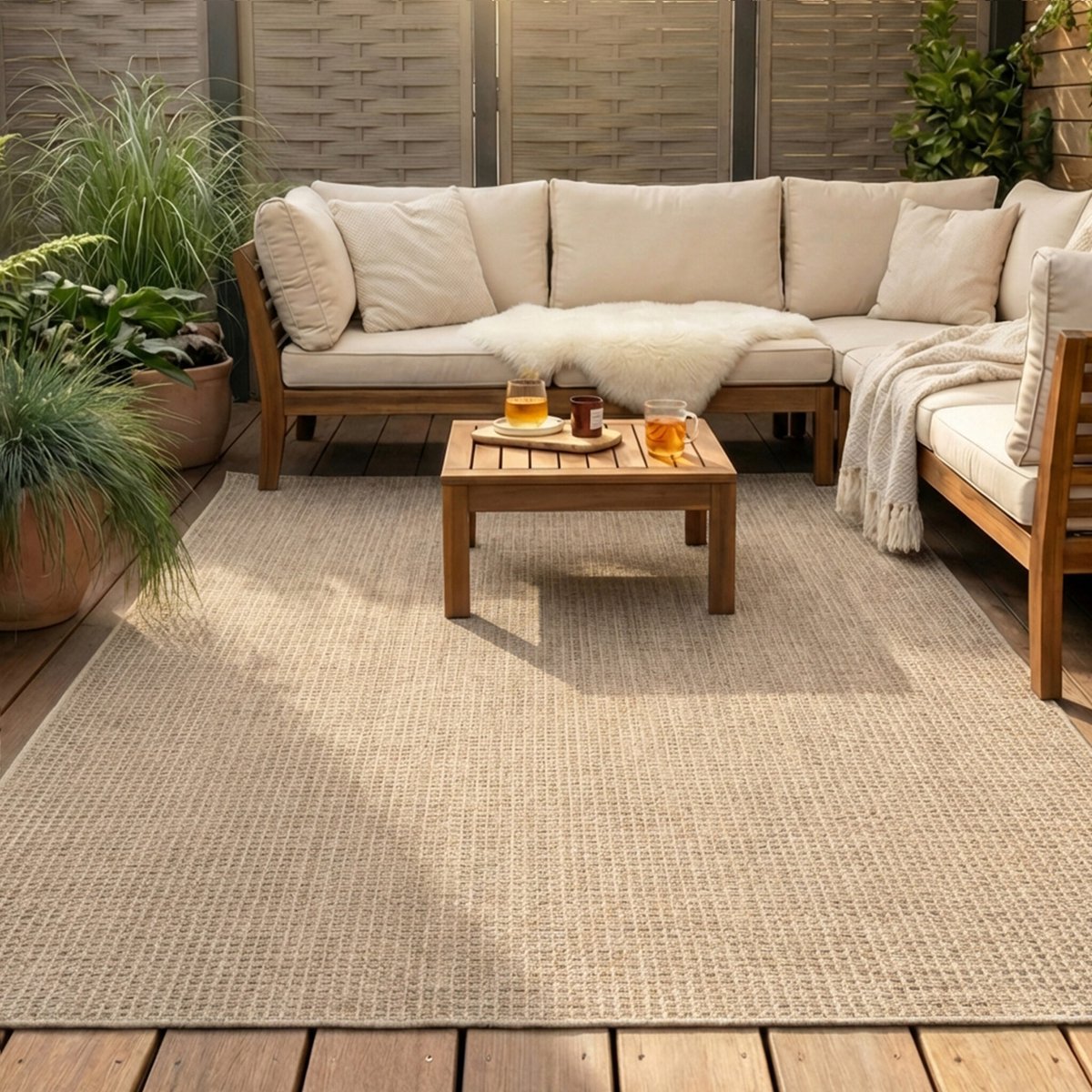 Fraai Jute buitenkleed - Fora Melange Naturel - 200x290cm