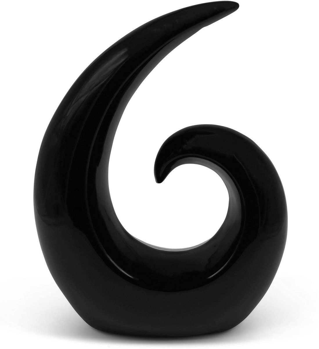 keramische sculptuur - moderne decoratie in zwart - decoratieve spiraal 20 cm hoog - ook geschikt als geschenk