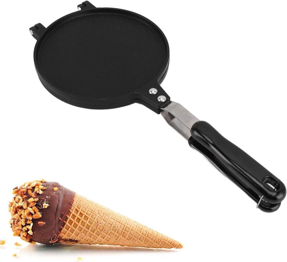 Wafelkegel Maker - IJshoorn Pan - Desserts Maken - Dubbelzijdig Ontwerp - 65 inch - Aluminium