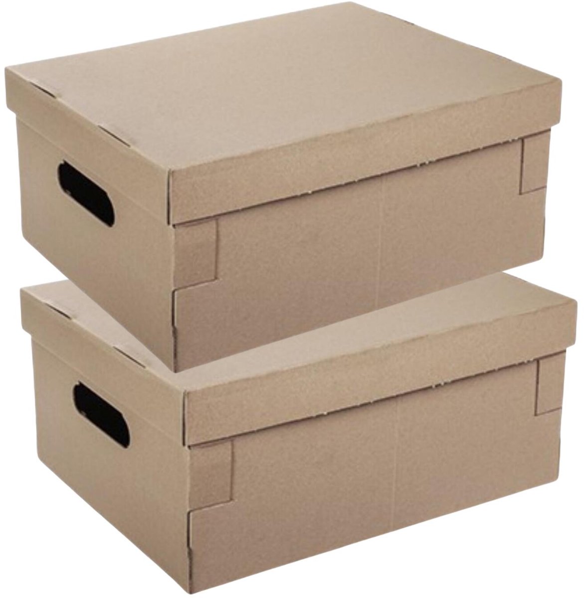 CM Huis Opbergbox - 2x - Opbergdoos - beige - karton - opvouwbaar - 45 x 35 x 20 cm - met deksel - organiseren - opruimen