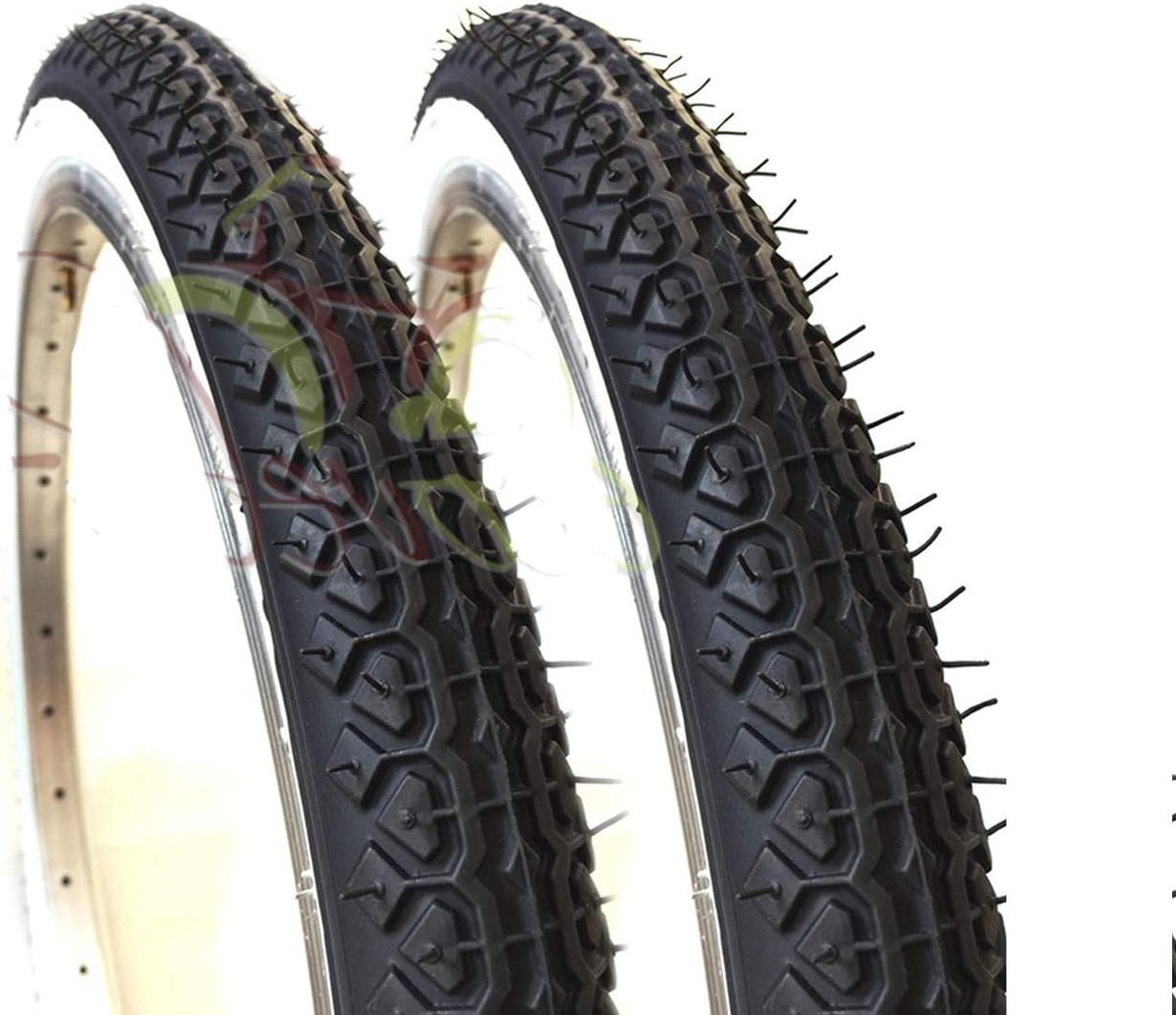 Fietsbanden Set - Stadsfiets Banden - Comfortabel Fietsen - Rubberen Karkas - 20 x 175 inch - Wit Zwart