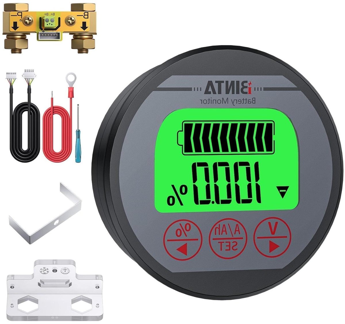 Batterij Indicator - Batterijmonitor Voltmeter - Accu Beheer - HD Achtergrondverlichting - 8-120 V - Zwart