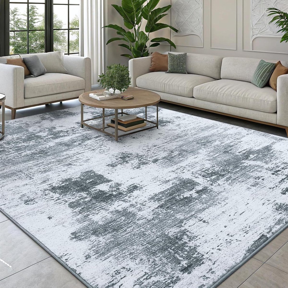 Vloerkleed Woonkamer - Tapijt Salon - Interieur Verfraaien - Zacht Polyester Materiaal - 200 x 280 cm - Grijs