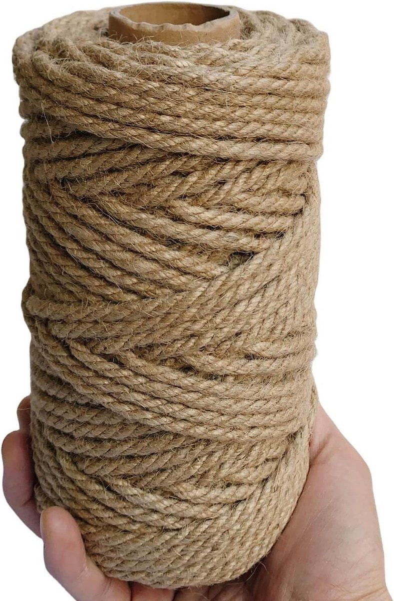 Jute Touw - Natuurlijk Touw Bindtouw - Decoreren Knutselen - Biologisch Afbreekbaar Dik - 50 meter - Bruin