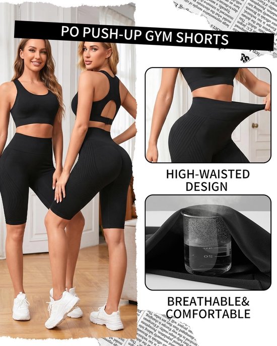 Dailygoods- Sportleggings Anti Cellulite - Hoge Taille - Compressie - Ondoorschijnend - Zwart - Draagcomfort voor Yoga/Fitness - Yogabroek van Dailygoods — afbeelding 5