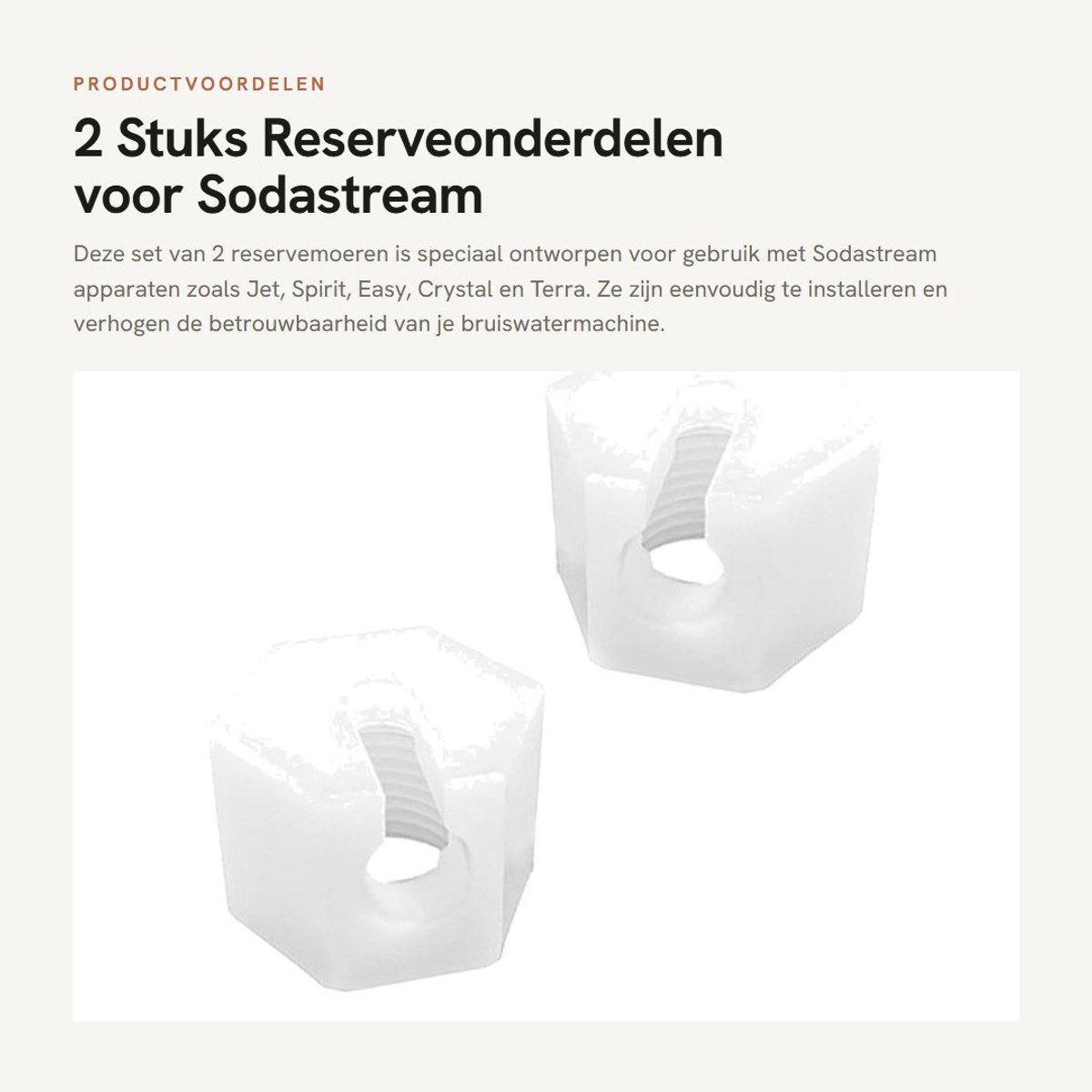 BRENZOOS - 2 Stuks Reserveonderdelen voor Sodastream, Wartelmoer (Wit)