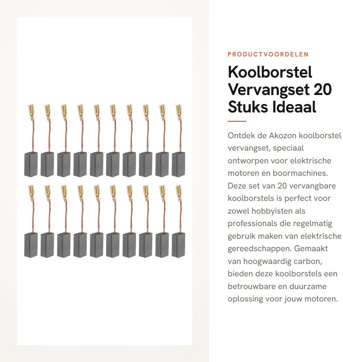 Dailygoods - Koolborstel Vervangset - 20 Stuks - Ideaal voor Elektrische Motoren - Formaat 5 x 8 x 16mm - Geschikt voor Boormachines - Carbonmateriaal