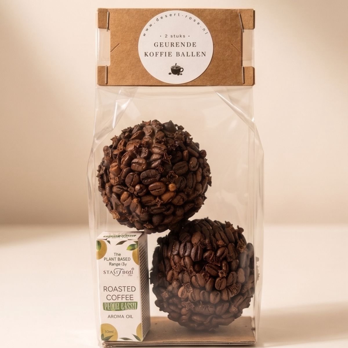 Geurende koffieballen met etherische olie "Roasted Coffee" 2 stuks - Cadeau koffie liefhebber - Natuurlijke geuren in huis - Natuurlijke huisparfum - Aromatherapie
