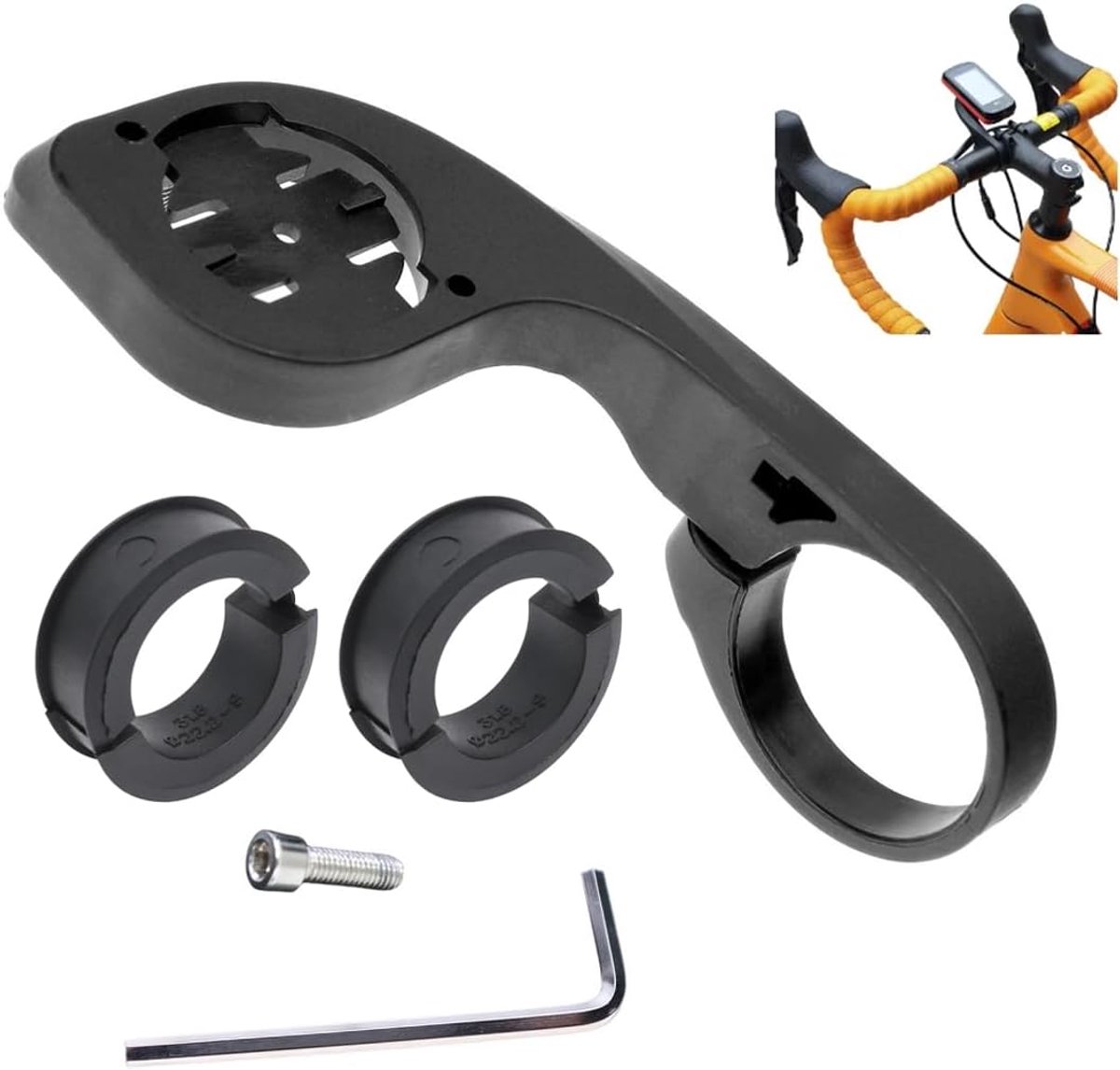 Verlenghouder voor fietscomputer en camera, universeel voor stuur 31,8 mm, incl. verloopringen 25,4 mm en 22,2 mm, veilige montage voor racefietsen en MTB