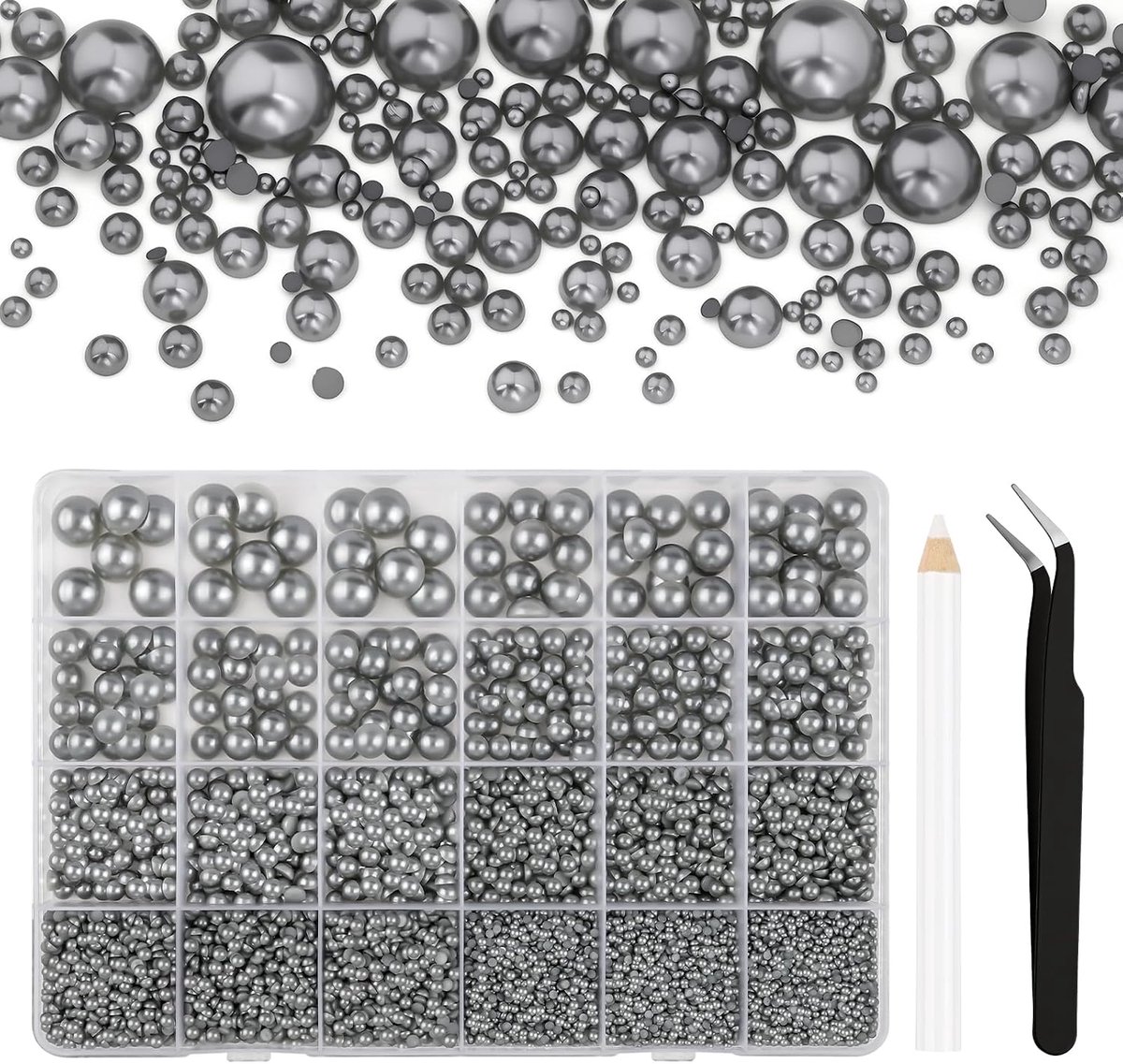 Kralen met platte achterkant, 2/3/4/5/6/8/10 mm, halfronde kralen voor doe-het-zelvers, knutselwerk, nagelkunst, schoenen, telefoonhoesjes enz