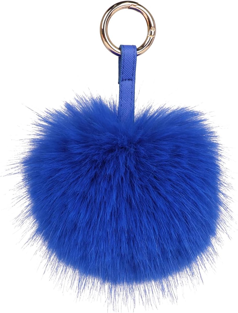 Sleutelhanger met pompon van imitatiebont, pluizige sleutelhanger van pluche, pompon tas bedeltje voor handtas, hanger, sleutelhouder voor dames