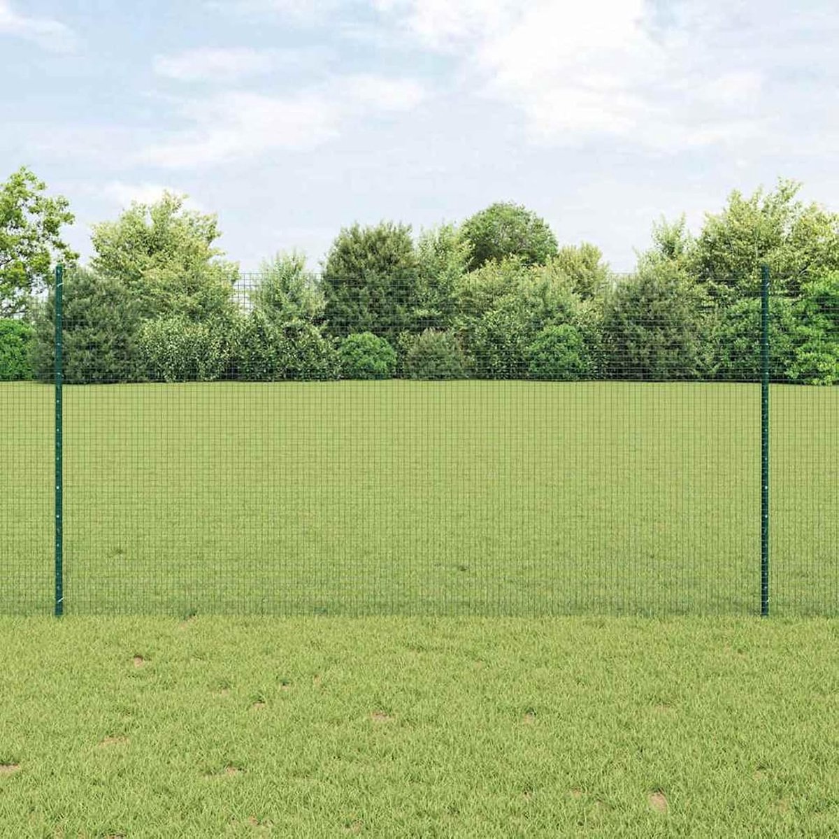Gelaste draadomheining met 11 U-palen, groen, 1,2 x 25 m staal, tuinhek, draadomheining voor hekken, groentebedden, kippenren, weideperceel, 3336485