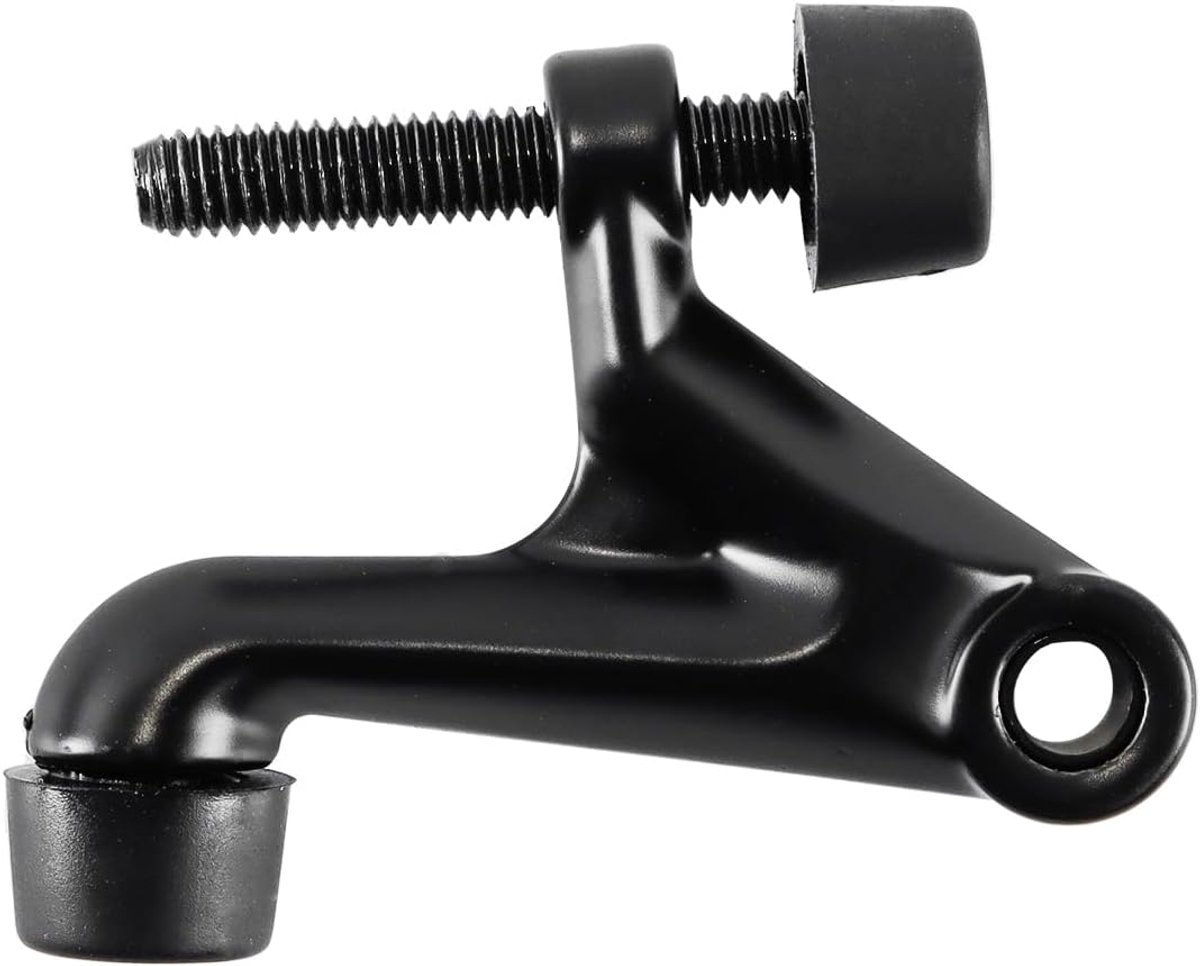 Stoppers, verstelbare luxe zware deurstoppers voor de bovenkant van de deur, scharnierstoppers met zwarte rubberen stootranden, zwart