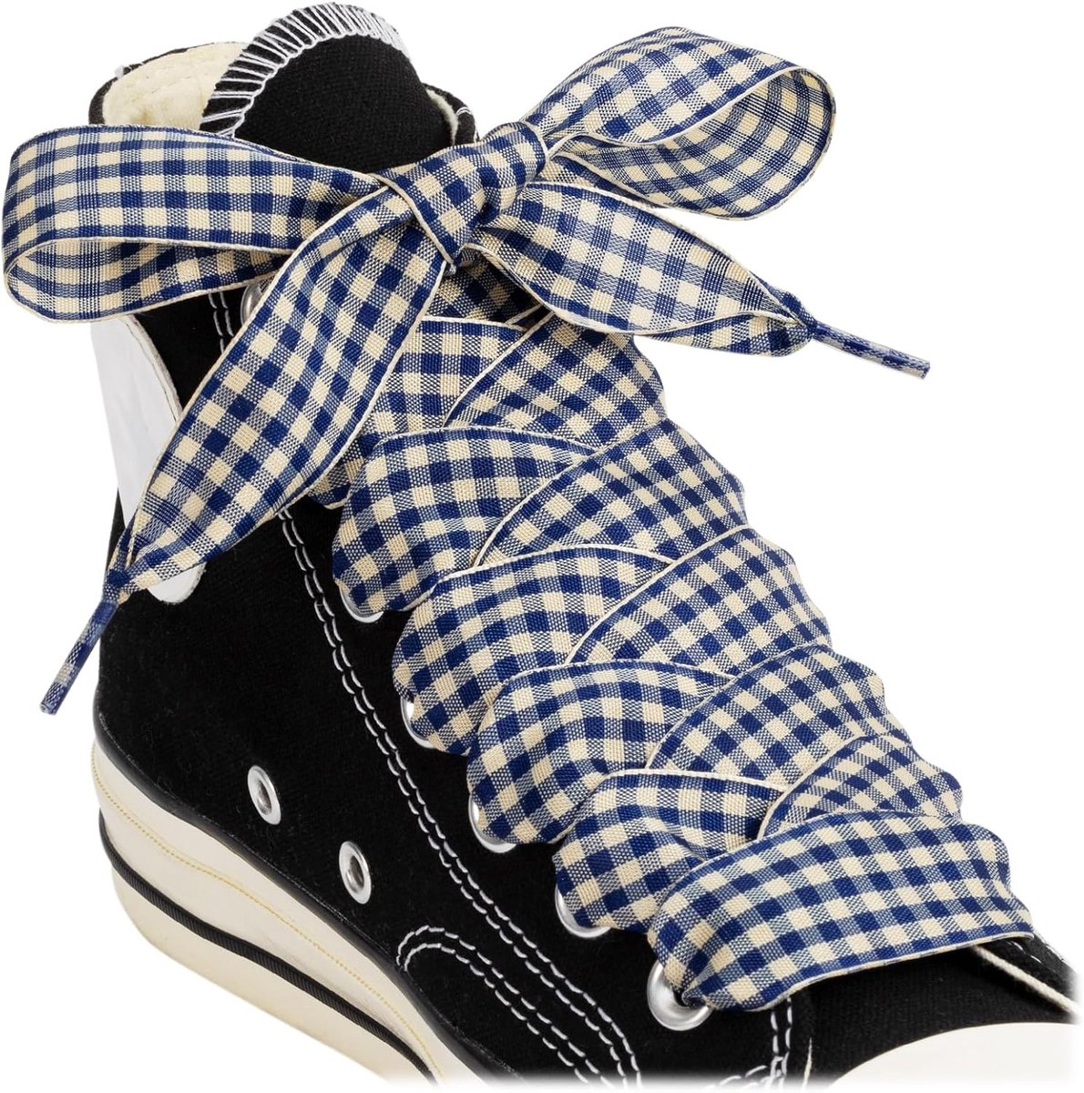 Schoenveters voor Sneakers 1 "Brede Platte Geruite Schoenveters voor Laarzen