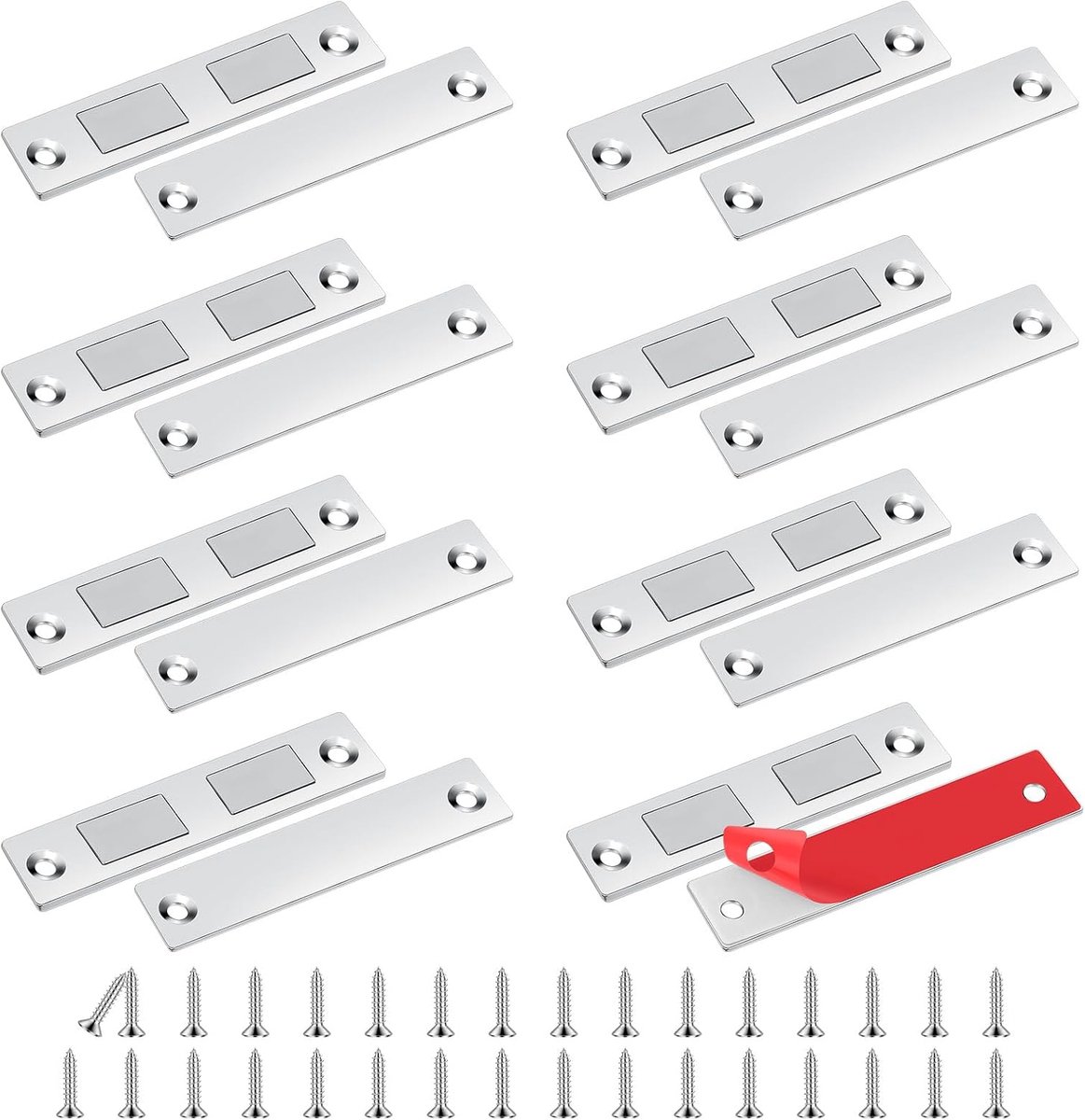 Magnetische deursluiter, 8 stuks, zelfklevend, voor meubels, sterke magneetsluiting, ultradunne magneet voor schuifdeur, zelfklevend, voor laden, deursluiters, kast