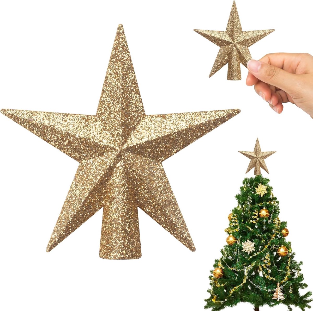kerstboomversiering, 11 cm, decoratie voor kleine bomen, ster voor feestdecoratie