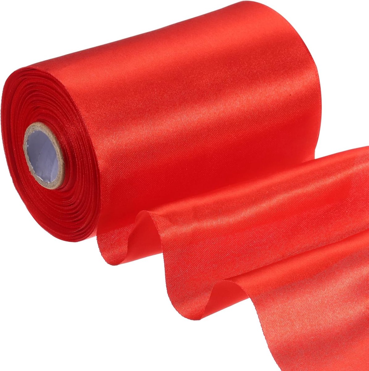 Satijnen lint rol 10 cm x 20 m, geschenkverpakkingslint voor het knippen van ceremonieset, grote opening, autoboog, stoel, doe-het-zelf naaien, handwerk, bruiloftsfeest, decoratie, rood