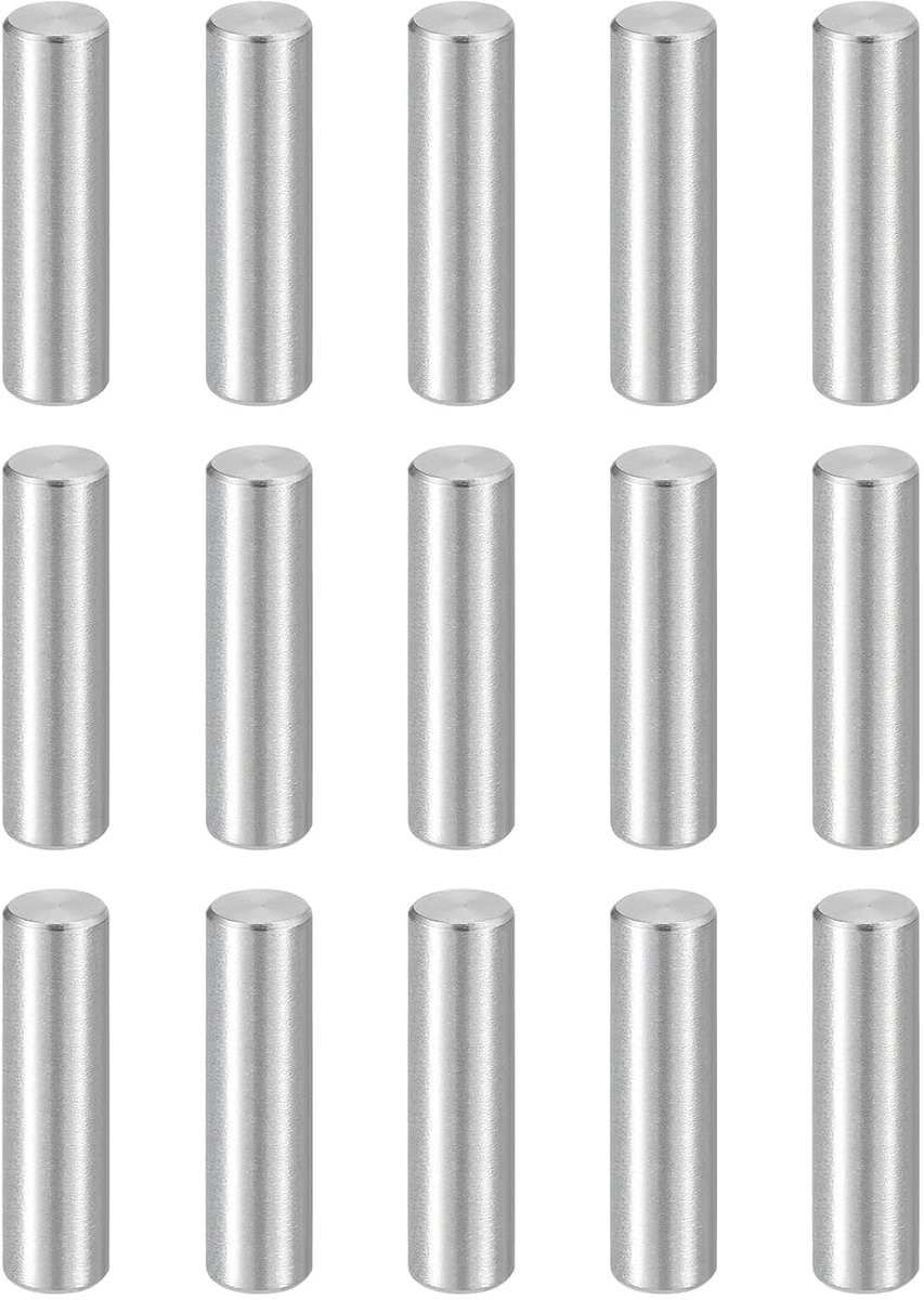 15 stuks pluggen M4 (4 mm) x 15 mm 304 roestvrij staal cilindrische planksteunpennen, bouten, bevestigingselementen voor metalen apparaten, houten meubels, doe-het-zelf montage, zilver