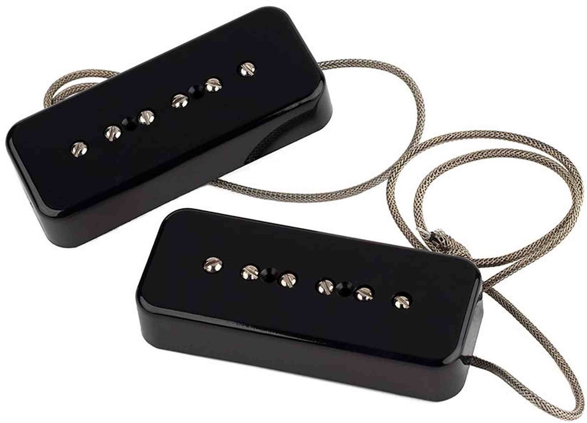 Lollar 10301-111511 Set Van Twee P-90 Soapbar Single Coil Pickups - hals en brug, zwart