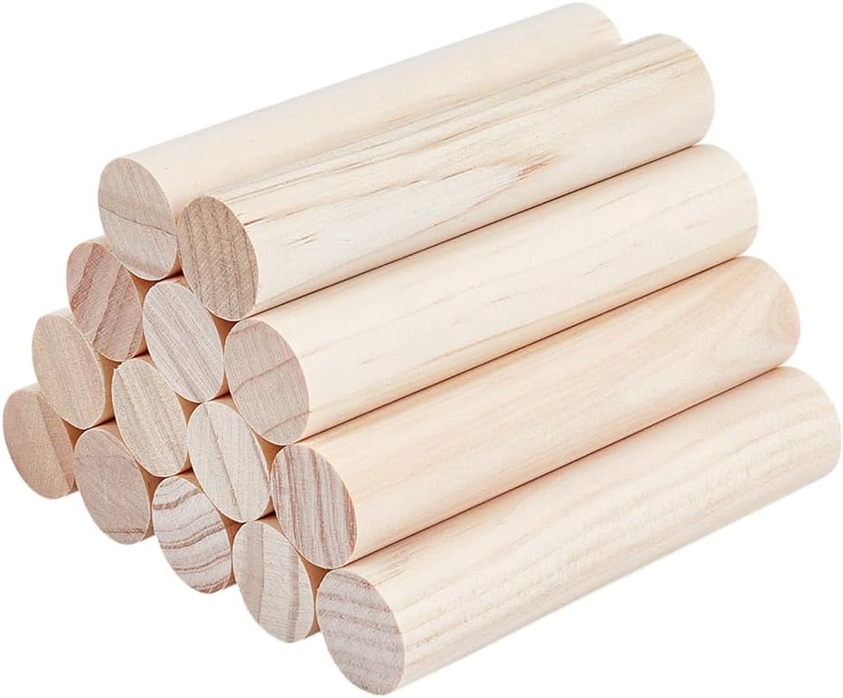 14 stks 100x20mm Hout Ronde Sticks - Onafgewerkte Houten Plugstaven voor DIY Ambachten & Home Decor