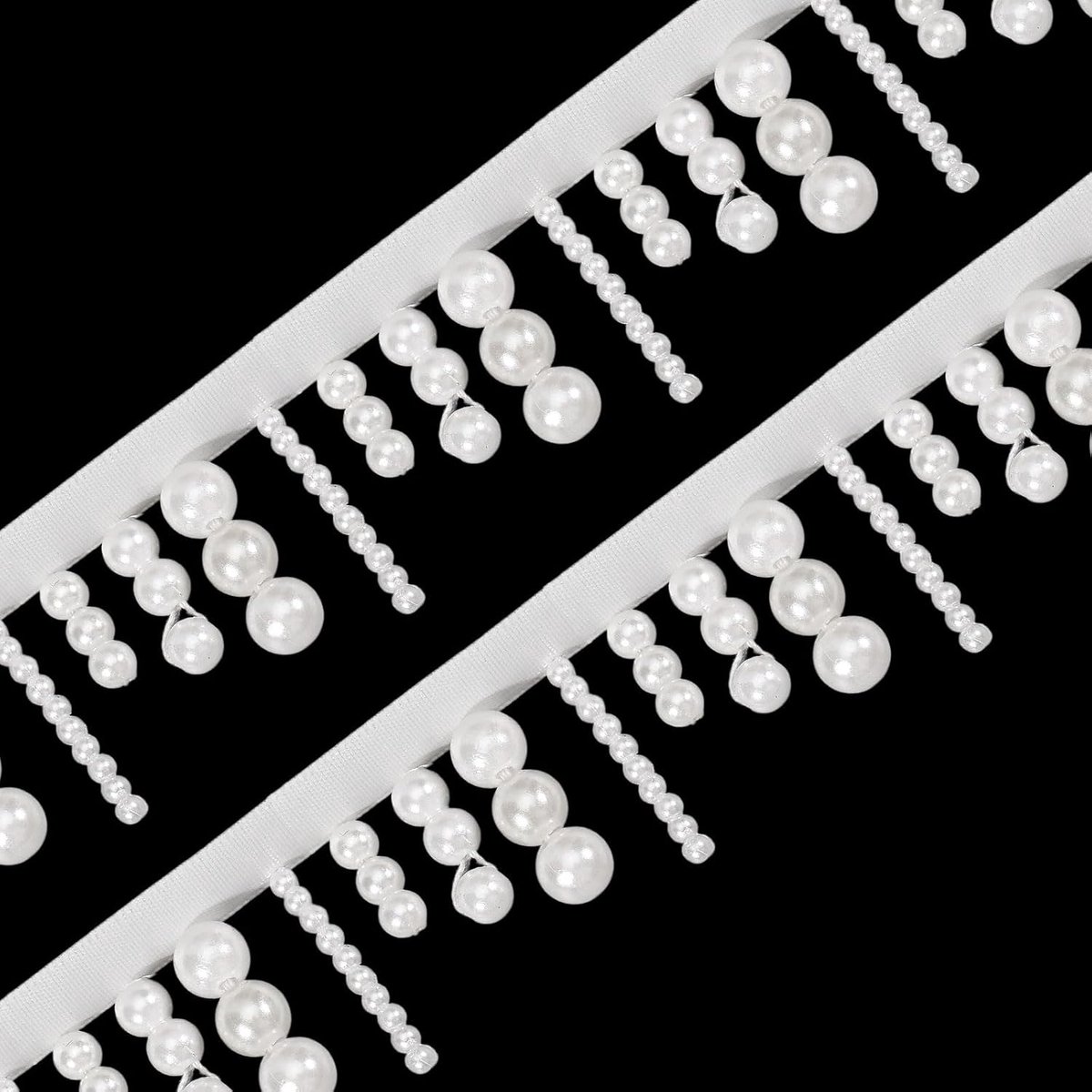 2 Yard 2 Yard 1 3/8 inch Brede Witte Parelfranjes Kant Trim Met Hangende Kralen Kwastfranjes Voor Naaien Ambachten Trouwjurk Kledingaccessoires DIY Decoratie
