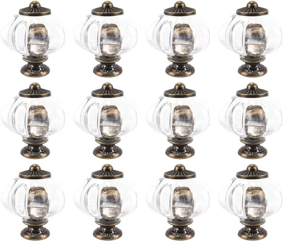 12 stuks transparante kastknoppen, pompoenvormige antieke keukenkastgrepen, ronde meubelknoppen voor keuken, badkamer of woonkamer