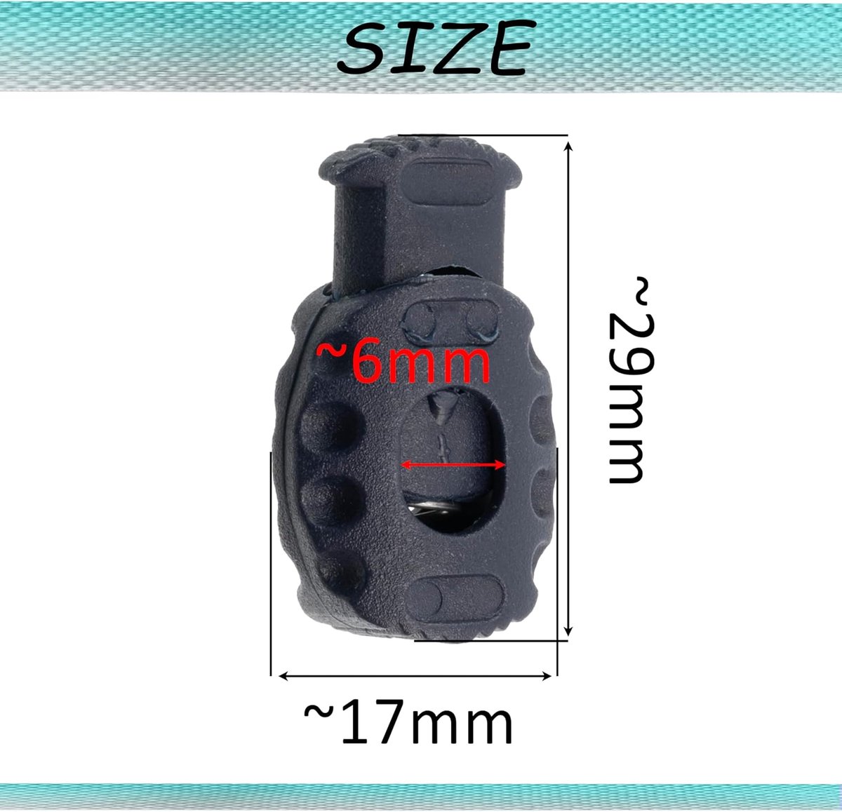 - Set van 12 veer-1-gats cordonstopper - stop voor het koord - eindstuk koord hobby creatief - kleur donkerblauw - van plastic