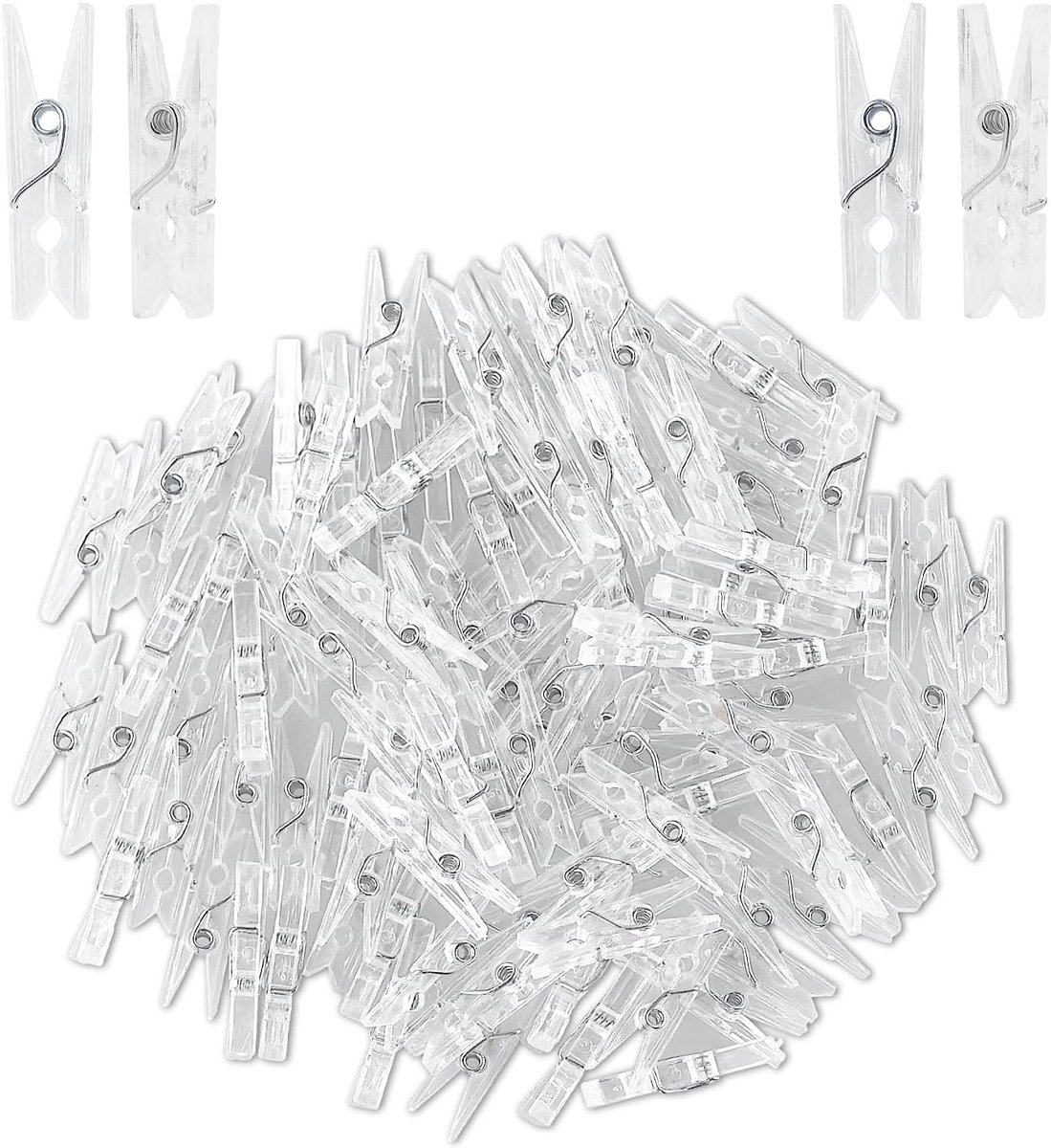 105 Stuks Hangende Clips, Mini-Klemmen, Doorzichtige Wasknijpers, Transparante Plastic Klemmen Voor Het Ophangen Van Foto's, Lichtkettingen