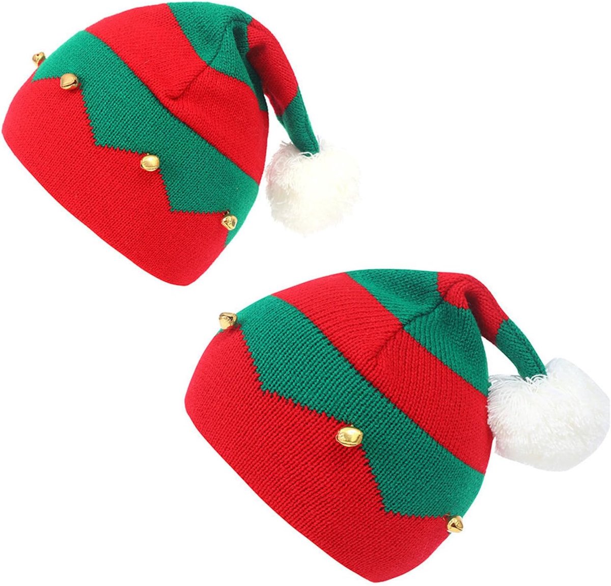 Set van 2 kerstmutsen voor dames en heren, kerstmuts, kerstmuts, volwassenen, eenheidsmaat, accessoires voor kerstkostuum