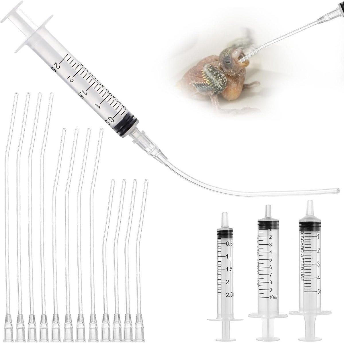 15 stuks voederslangen voor jonge vogels, spuiten met slang, vogelaccessoires, optrekspuit, duivenfeeder, handvoedergereedschap, melk, water, voedingssonde voor babyvogels en papegaaien (2,5 + 5 + 10