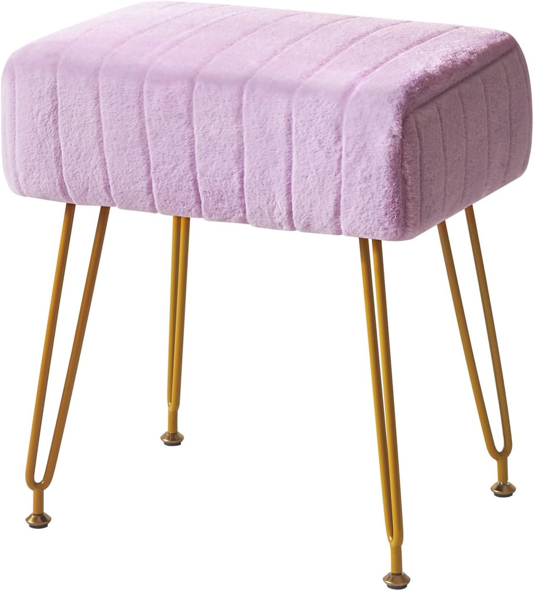 Make-upkruk, voetsteun, fluweel, paars, L/G-51V | Ottomaanse zijkaptafel zitting poef stoel bank poten goud staal