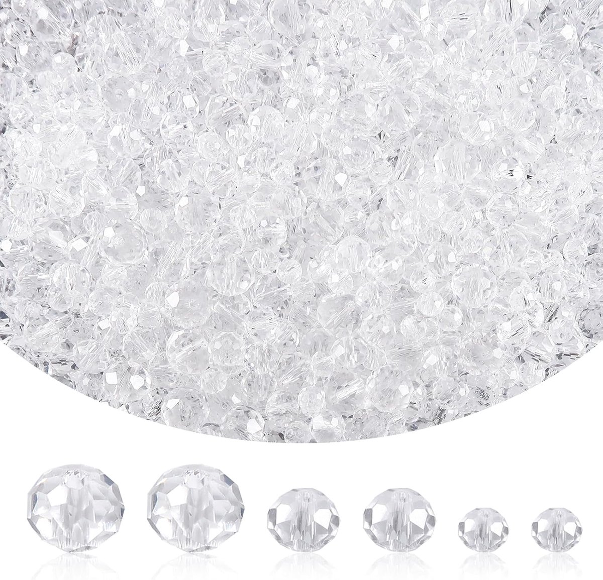 Kralen 4 mm 6 mm 8 mm Transparante Kleur Ronde Glaskristalkralen Gefacetteerde Glazen Kralen voor Armbanden Facetkralen Halsketting Oorbellen Sieraden