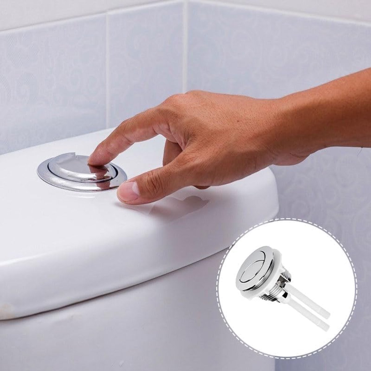 1 x vervangende toiletpot, 38 mm dual push toilet flush systeem reserveset, duurzame ABS Cistern Flush Button Kit