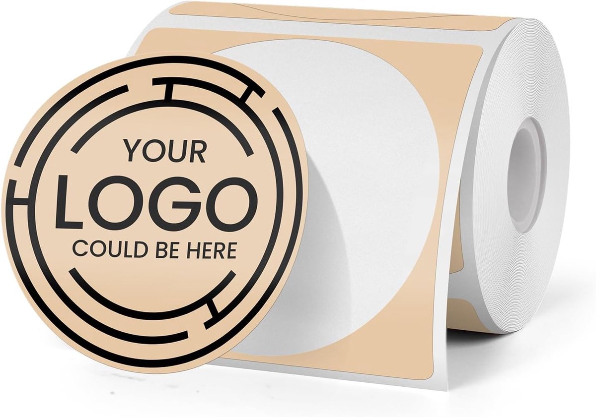 SnelShoppen - Thermische Labels 50mm Rond Vinyl Zelfklevende Stickers Rol 180 stuks Bruin Geschikt voor M110/M220/T50M
