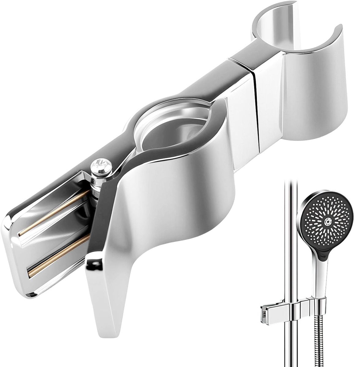 Douchekophouder zonder boren, Verstelbare douchehouder voor douchestang 20-29 mm, Universele handdouchehouder 35° - ShopVlot