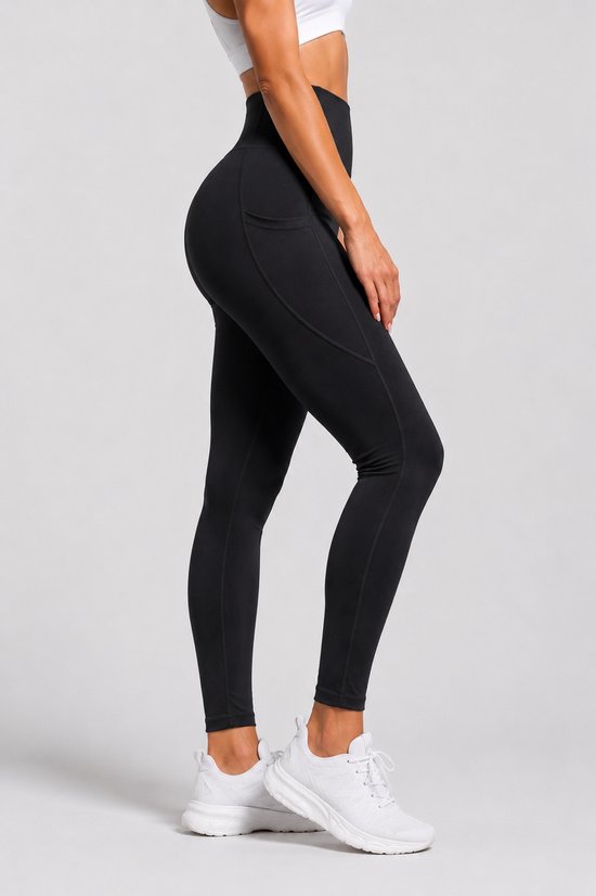 SparkNine Pacepocket dames sportlegging - met handige zakken - XL - zwart - hoge taille - elastisch - squatproof - niet doorschijnend van Merkloos — afbeelding 2