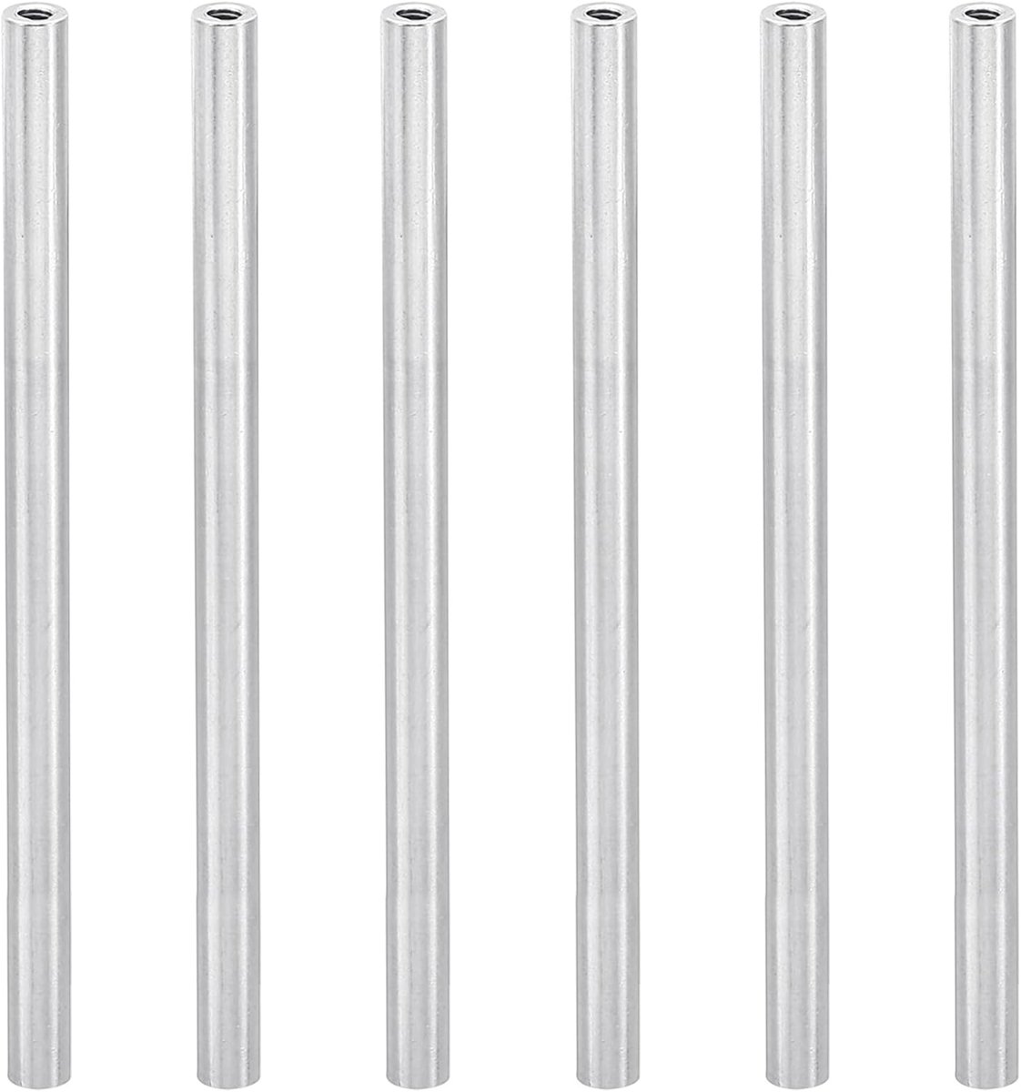 6 stks M3 Metalen Schroefdraad Afstandhouder Moeren, Ronde Aluminium Spacers Vrouwelijke Koppeling Schroeven, 1/8 "ID x 3/16" OD, Zilver 3x5x100mm