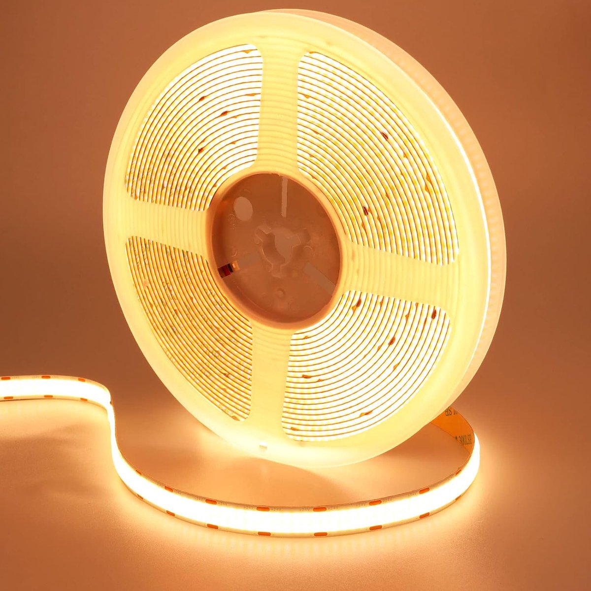 24V 10M Dubbele Rij COB LED Strip Warm Wit 3000K 600LED/M 24W/M 20000lm CRI 93+ Uniforme Emissie Flexibel IP20 Niet Waterdicht LED Tape Zelfklevend voor DIY Slaapkamer Home Decor(Geen Voeding)