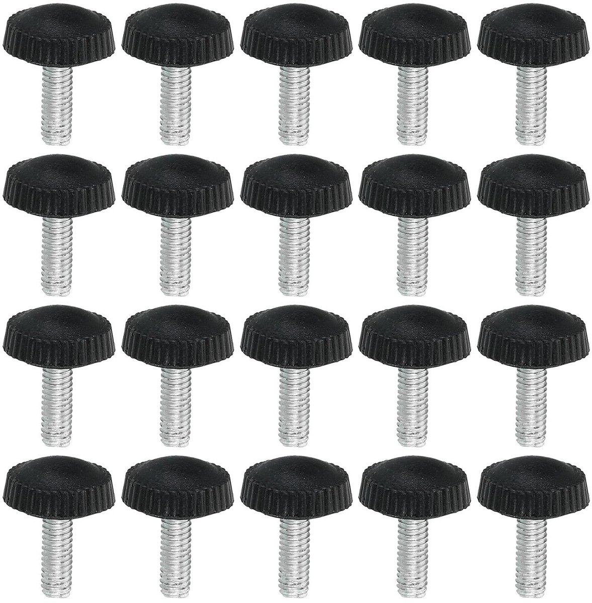 Gekartelde Inch Schroef, 20 Pakket Mannelijke Ronde Schroefdraad Klem Knopen Handvat Bouten Montage Bevestigingen voor Verlichting Meubels Hardware Zwart
