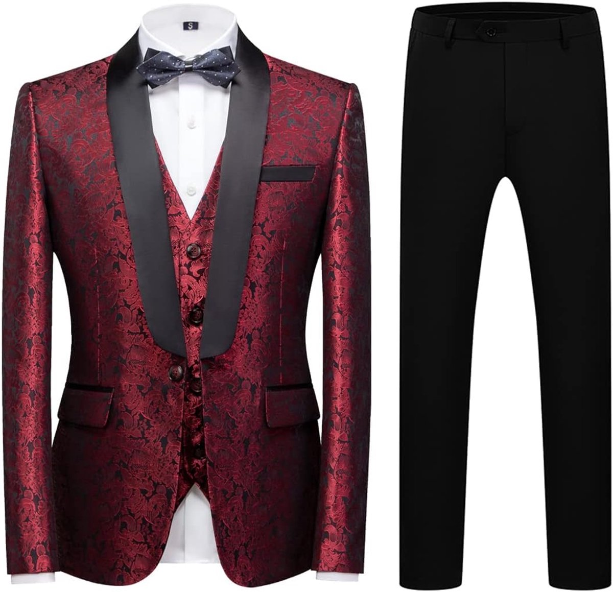 Herenkostuum, 3-delig, bruiloft, zakelijk, slim fit, smoking, eenvoudige borst met één knoop, herenpak, 3-delig, voor feest, comfort, elegant, blazer en broek, vest