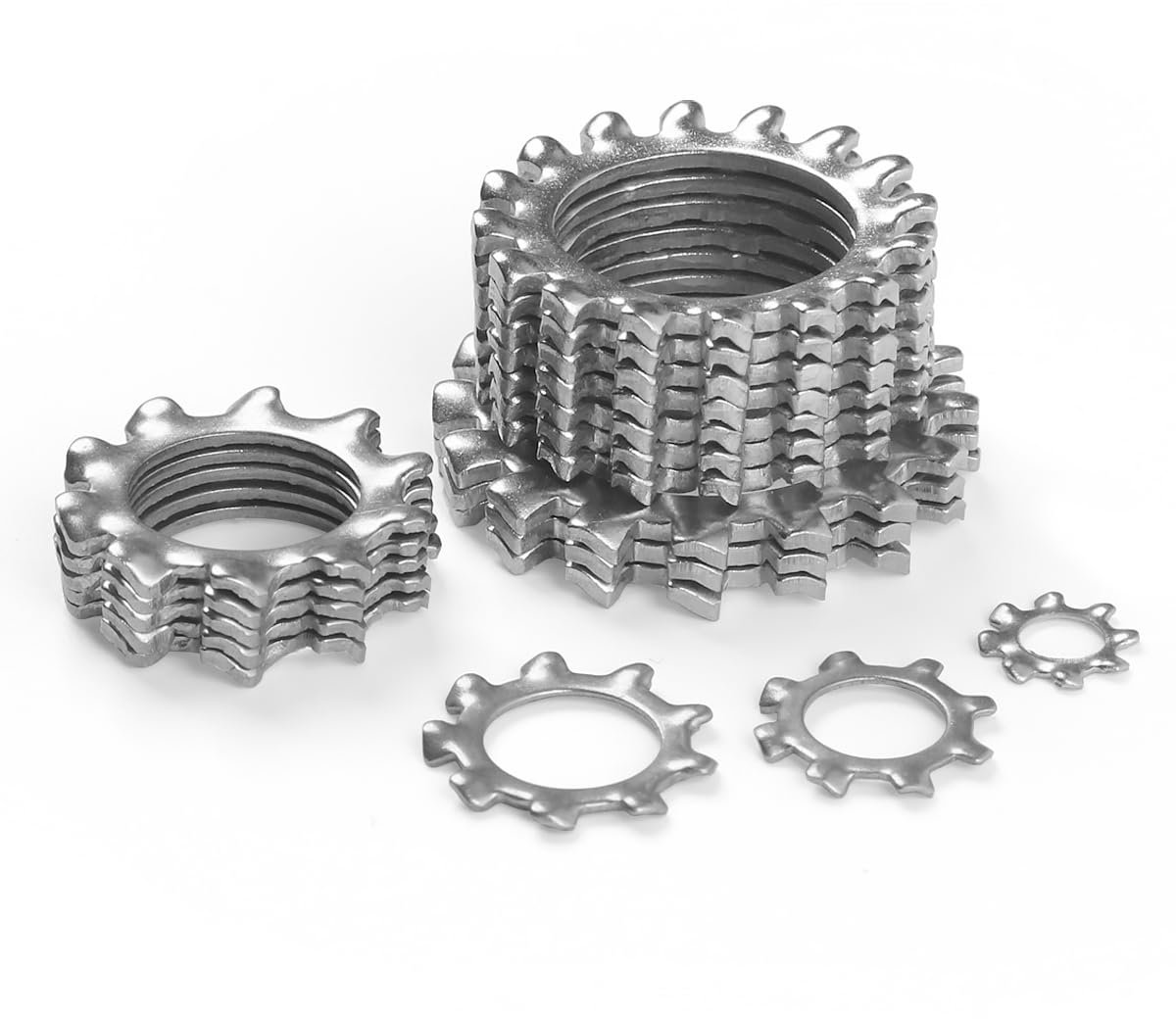 100 stuks M4 tandschijven, veiligheidsschijven, gekartelde buitenvertanding, sluitringen, roestvrij staal 304, tandschijven, klemschijven, groot assortiment, veerringen voor schroefbevestiging