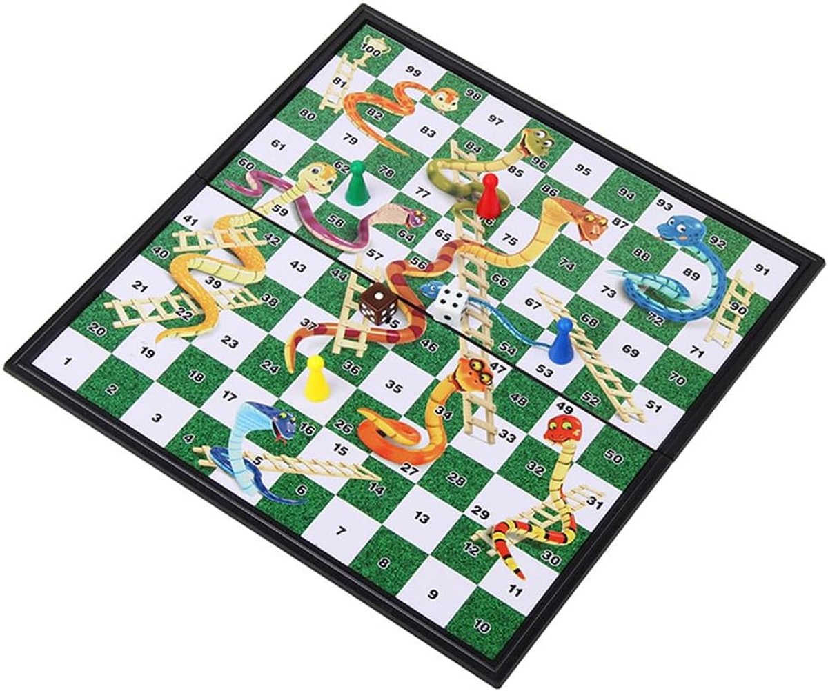 Slangen en ladders Magnetische opvouwbare bordspelset, familieplezierspel