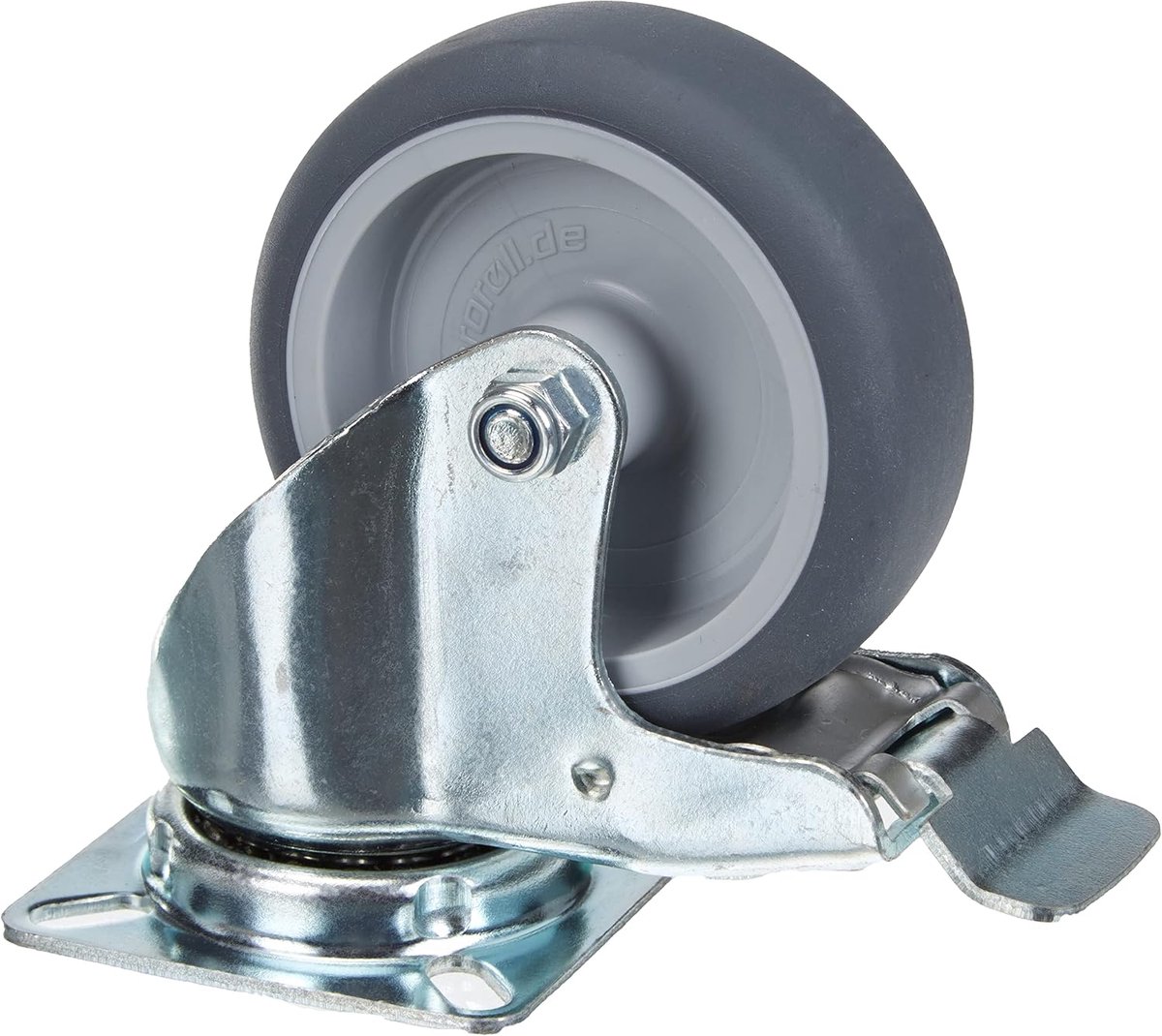 Zwenkwiel Ø 75 mm - vastzetter - 60 x 60 mm plaat - rubberen wiel - zacht loopvlak - glijlagers - 60 kg draagkracht/transportrol/meubelrol/heavy duty rol / 800740