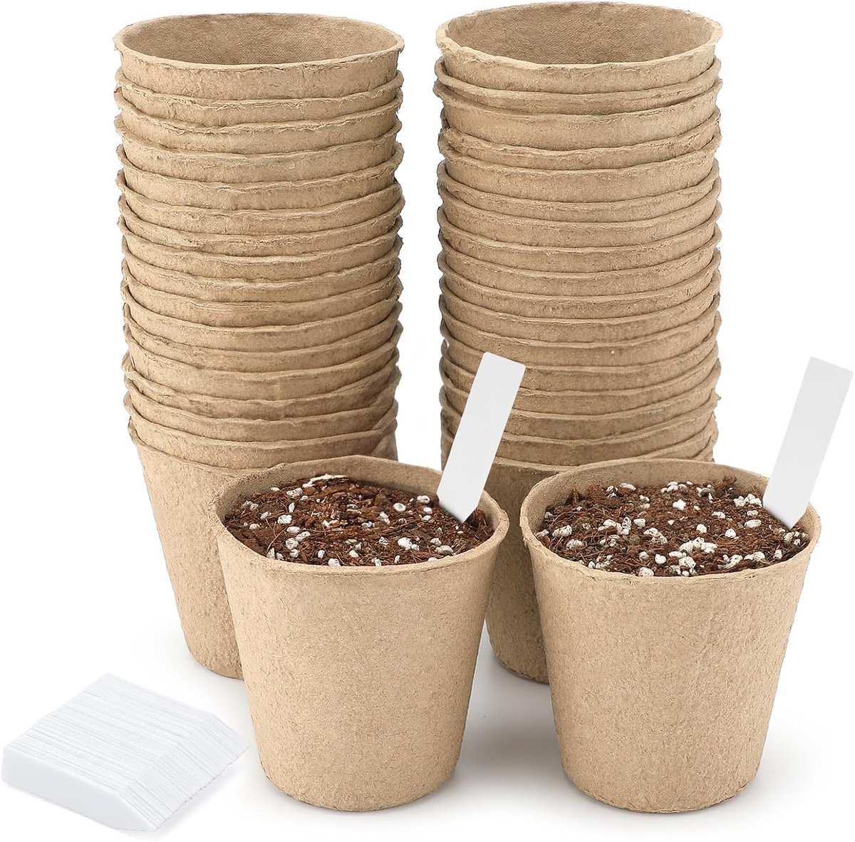 Biologisch afbreekbare vezelbloempotten van 8 cm voor het kweken van groenten, fruit, kruiden, bloemen