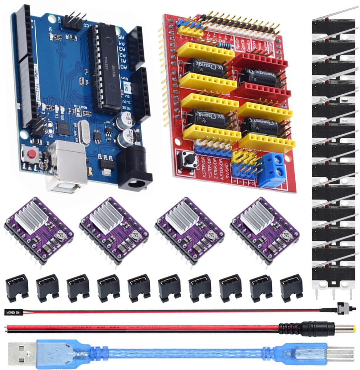 Shield V3.0 uitbreidingskaart voor 3D-printer met DRV8825 stappenmotor drivermodule en printerkabels
