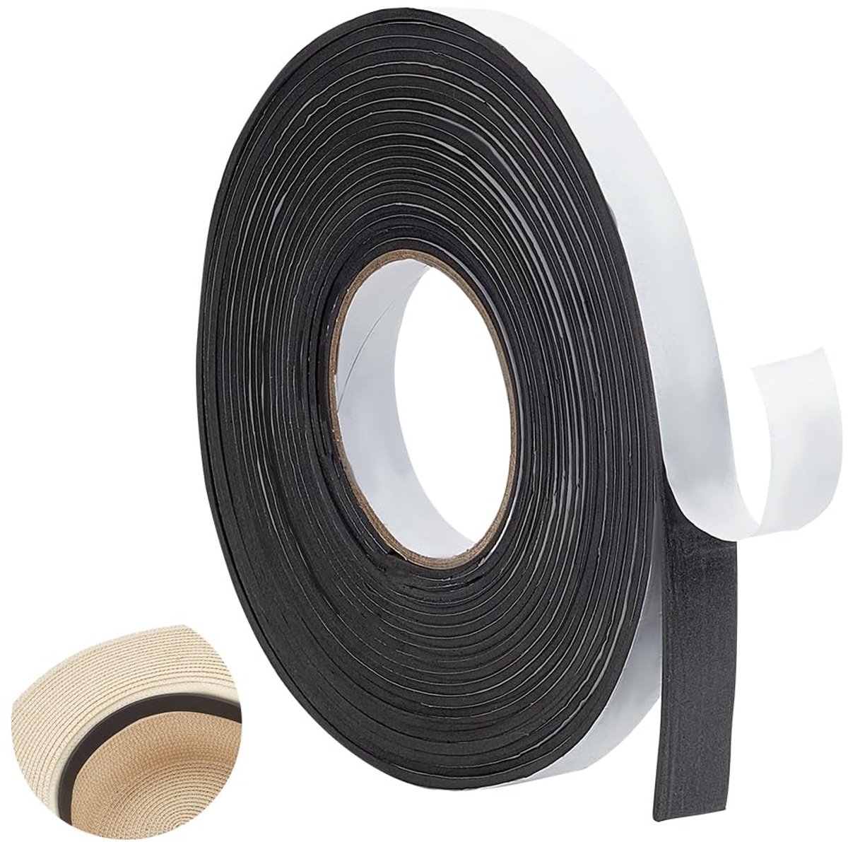 10M Hat Tape Roll Zwarte Hoeden Maat Verkleiner Inzetstuk Schuimvuller 2Cm Breed Cap Maatstrip Inzetstuk Cap Maatband Zelfklevend Voor Fedora Baseball Caps Pana Stro Cowboy Western