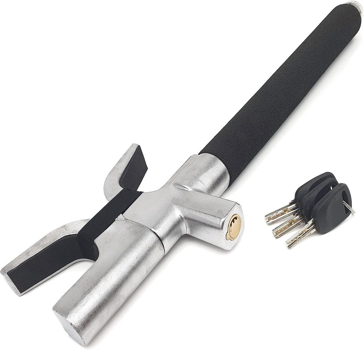 WA839B stuurwiel, hoogbeveiligd slot met 3 sleutels, universele antidiefstalbeugel voor auto, SUV, bestelwagen, vrachtwagen, camper, zwart